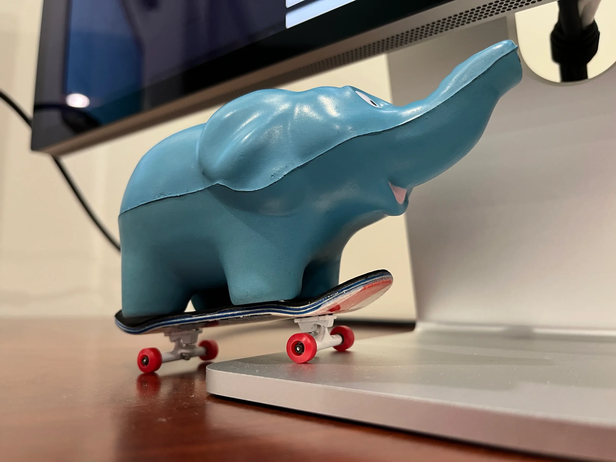 Horton riding his skateboard in Apple Park